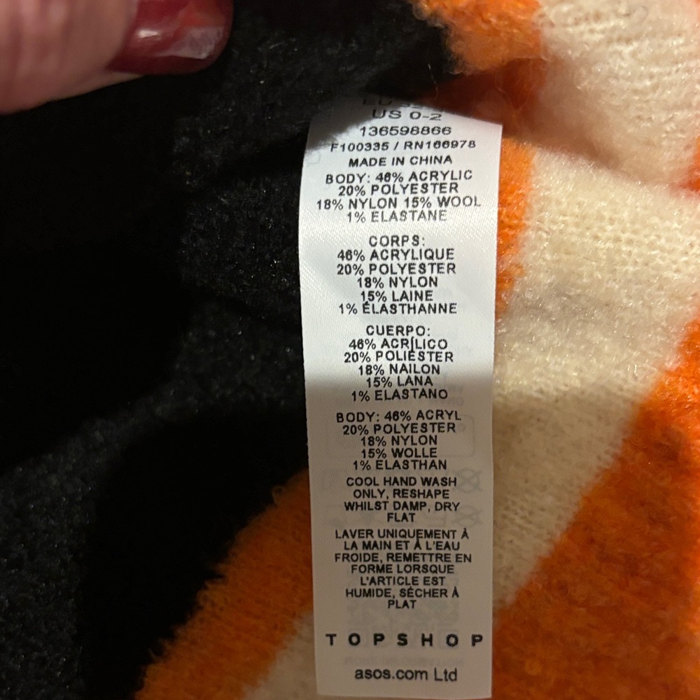 Topshop V-Neck Sweater Vest in Orange and Stripes NWT - Picture 4 of 5